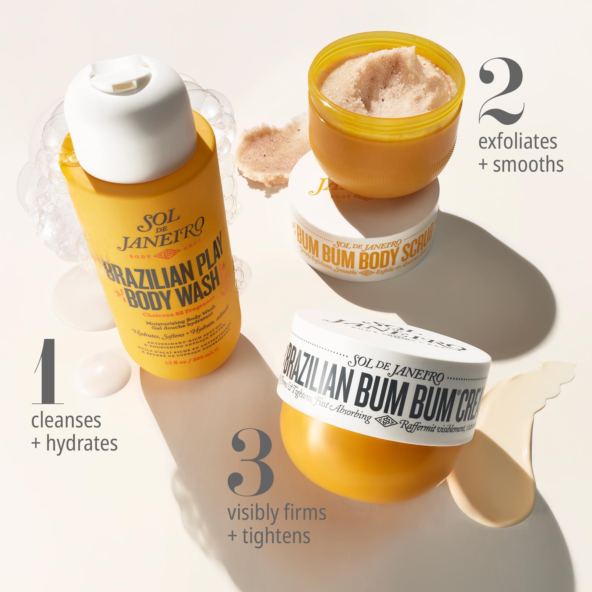SOL DE JANEIRO SOL DE JANEIRO Brazilian Bum Bum Cream with Bum Bum Body Scrub Full Size Smoothing and Tightening Bundle