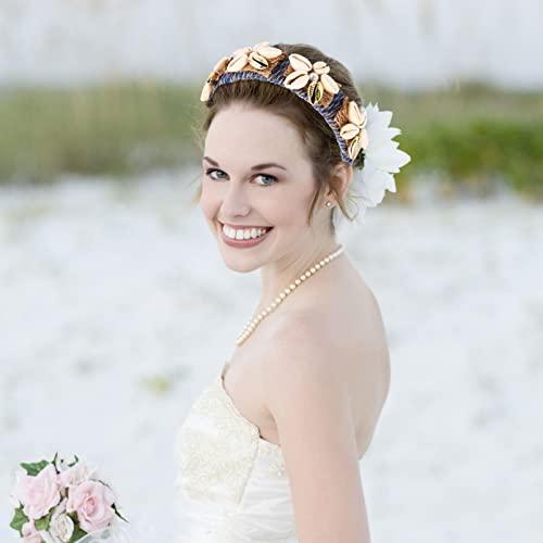 FOMIYES FOMIYES 1pc Shell Rope Headband Beach Wedding Party Hairhoop Bridal Beach Headbands Cowrie Shell Headband Hair Accessories Seashell Headpiece Girl Headband Bride Baroque Conch Shell