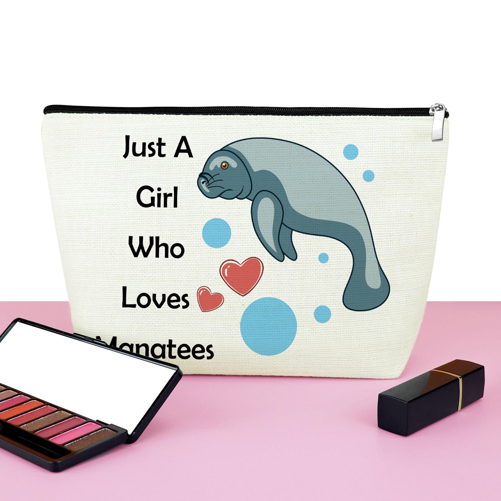 Mxrymvu Manatee Gifts Sea Animal Lover Gift Manatee Makeup Bag Manatee Lover Gift Friendship Gifts for Friends Sister Teen Girls Cosmetic Bag Birthday Christmas Thanksgiving Gifts Travel Cosmetic Pouch