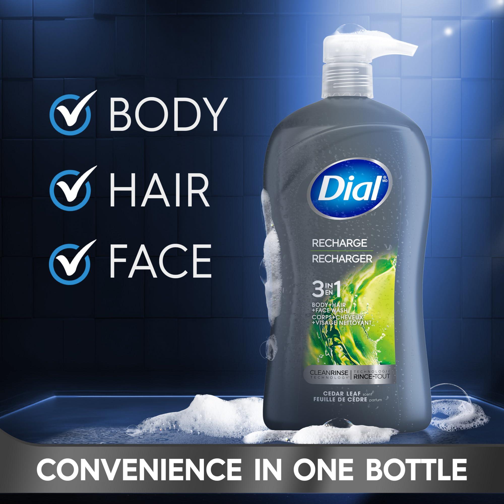 Dial Dial Men 3in1 Body, Hair and Face Wash, Recharge, 32 fl oz