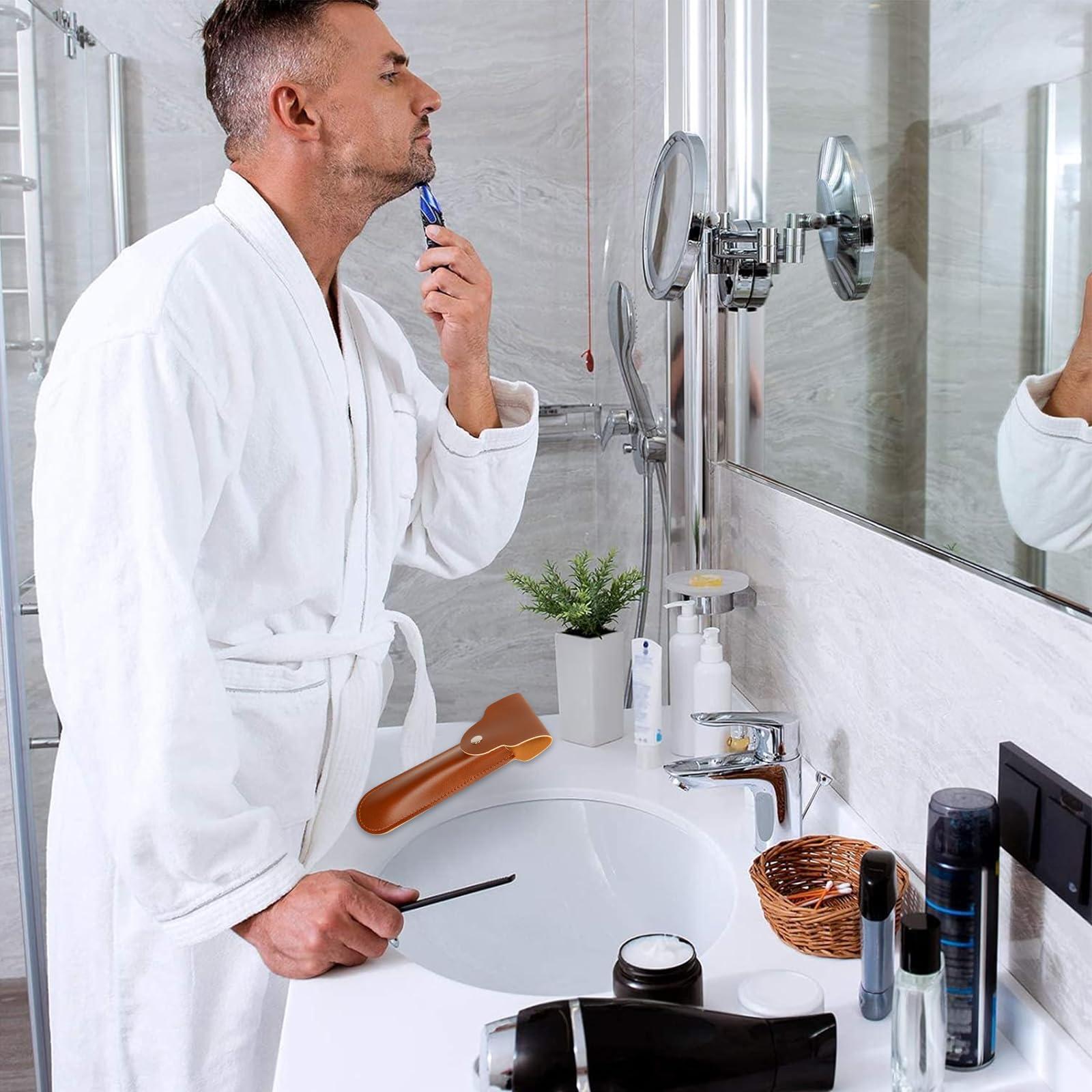 Linkidea Linkidea Razor Case for Travel, Shaver Case Carrying Cover Bag, Travel Razor Men Compatible with Fusion 5 Power, ProGlide Power, MK-23C (Brown)