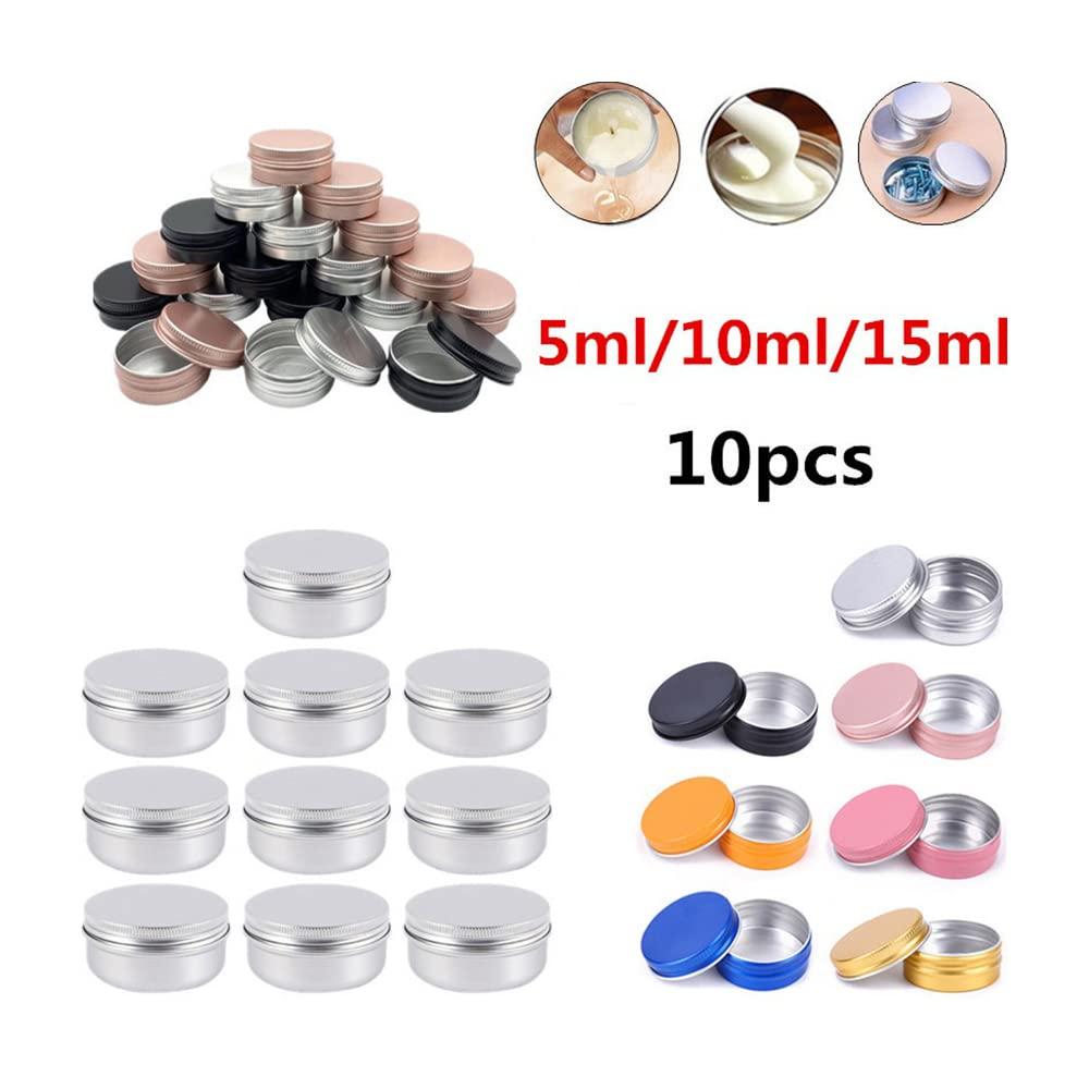 ezqnirk 10PCS Empty Aluminum Tin Jar For Cream Balm Nail Candle Cosmetic Round Storage Container Mini Metal Box,Pink,15ML