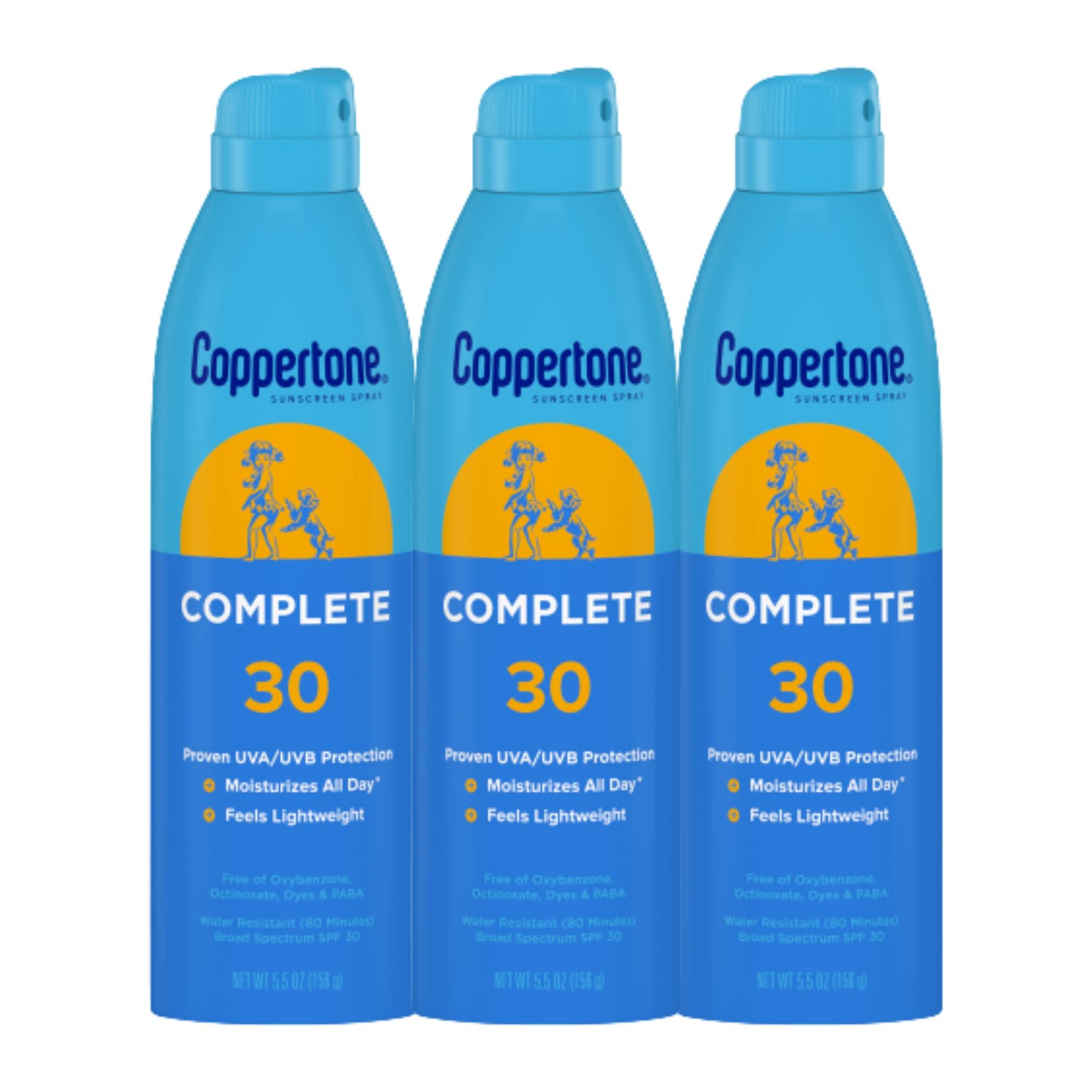 Coppertone Coppertone Complete Sunscreen Spray SPF 30, Spray Sunscreen for Body, Lightweight, Water Resistant, 5.5 Oz, Pack of 3