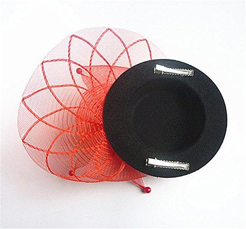 Aimeely Aimeely Children Girls Lady Feather Net Hat Veil Vintage Hair Accessories with Clip Red