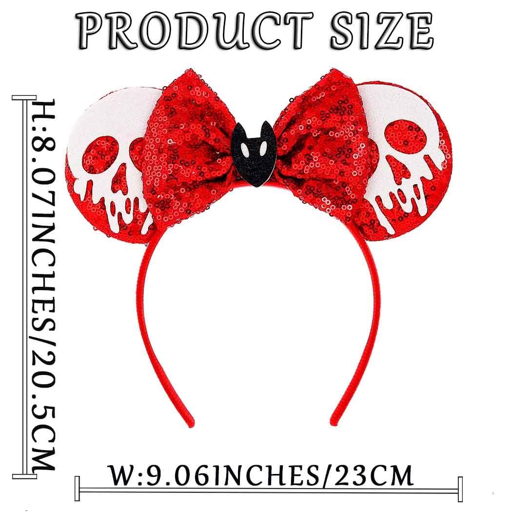 Sinalty Sinalty Sequin Mouse Ears Halloween Headbands Red Bow Ghost Head Hair Accessories for Women
