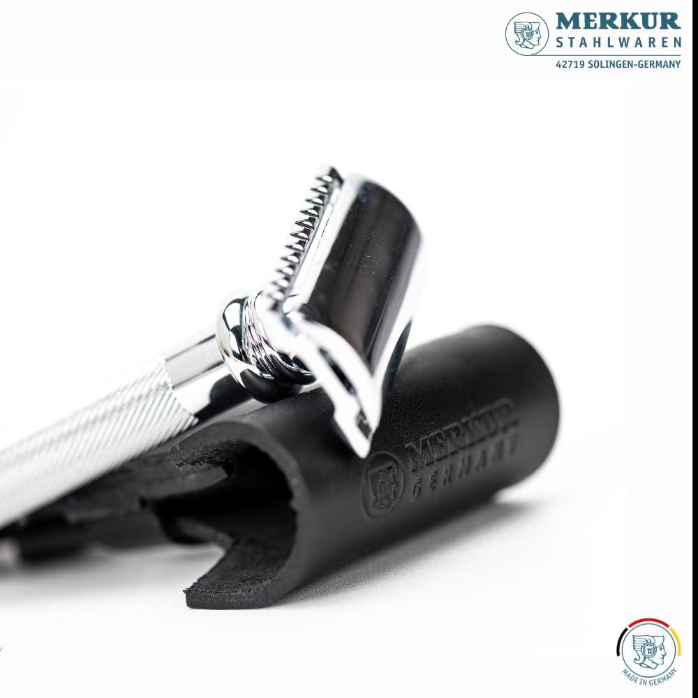 MERKUR MERKUR Leather Razor Case - Black Cowhide, Fits All MERKUR Razors Except 24001, Up to 110 mm
