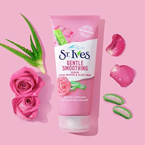 St. Ives St. Ives Gentle Smoothing Face Scrub Our Gentlest Scrub Yet Rose Water and Aloe Vera Made with 100 percent Natural Exfoliants, Paraben Free, Oil-Free, Dermatologist Tested 6 oz