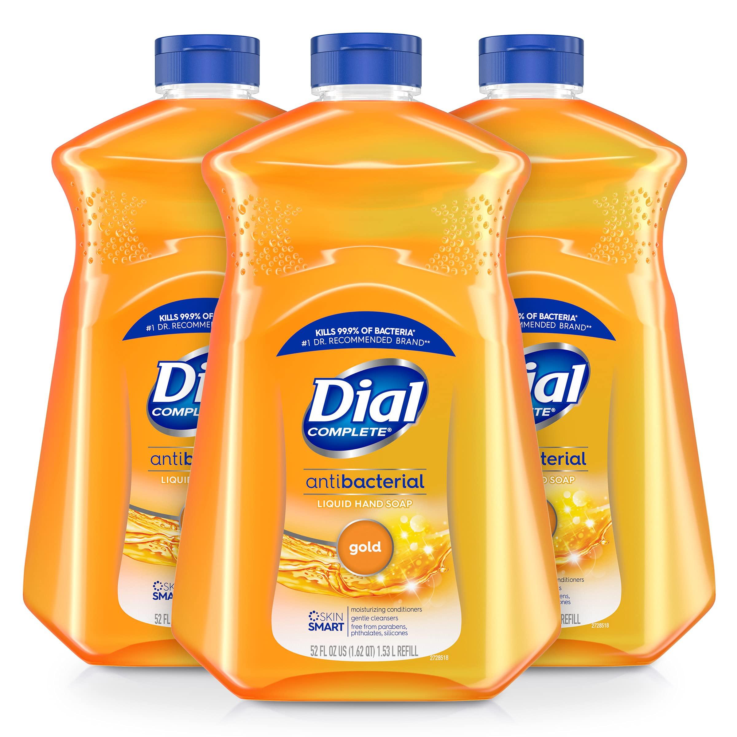 Dial Dial Complete Antibacterial Liquid Hand Soap Refill, Gold, 52 fl Oz (Pack of 3) & Complete Antibacterial Liquid Hand Soap, Gold, 11 fl oz (Pack of 4)