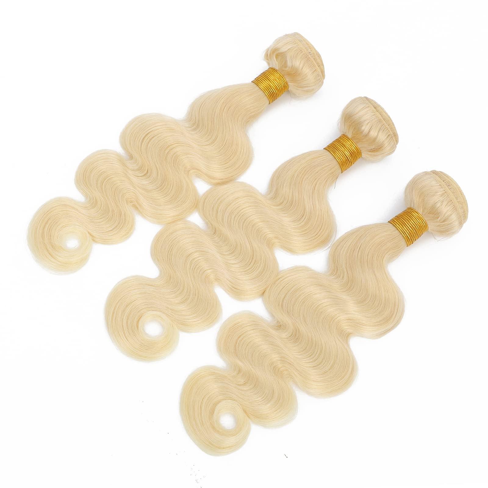 Lolatemi 613 Bundles Blonde Human Hair Body Wave 3 Bundles 16 18 20 Inch 100% Unprocessed 10A Brazilian Virgin Human Hair Bundles 613 Bundles Human Hair