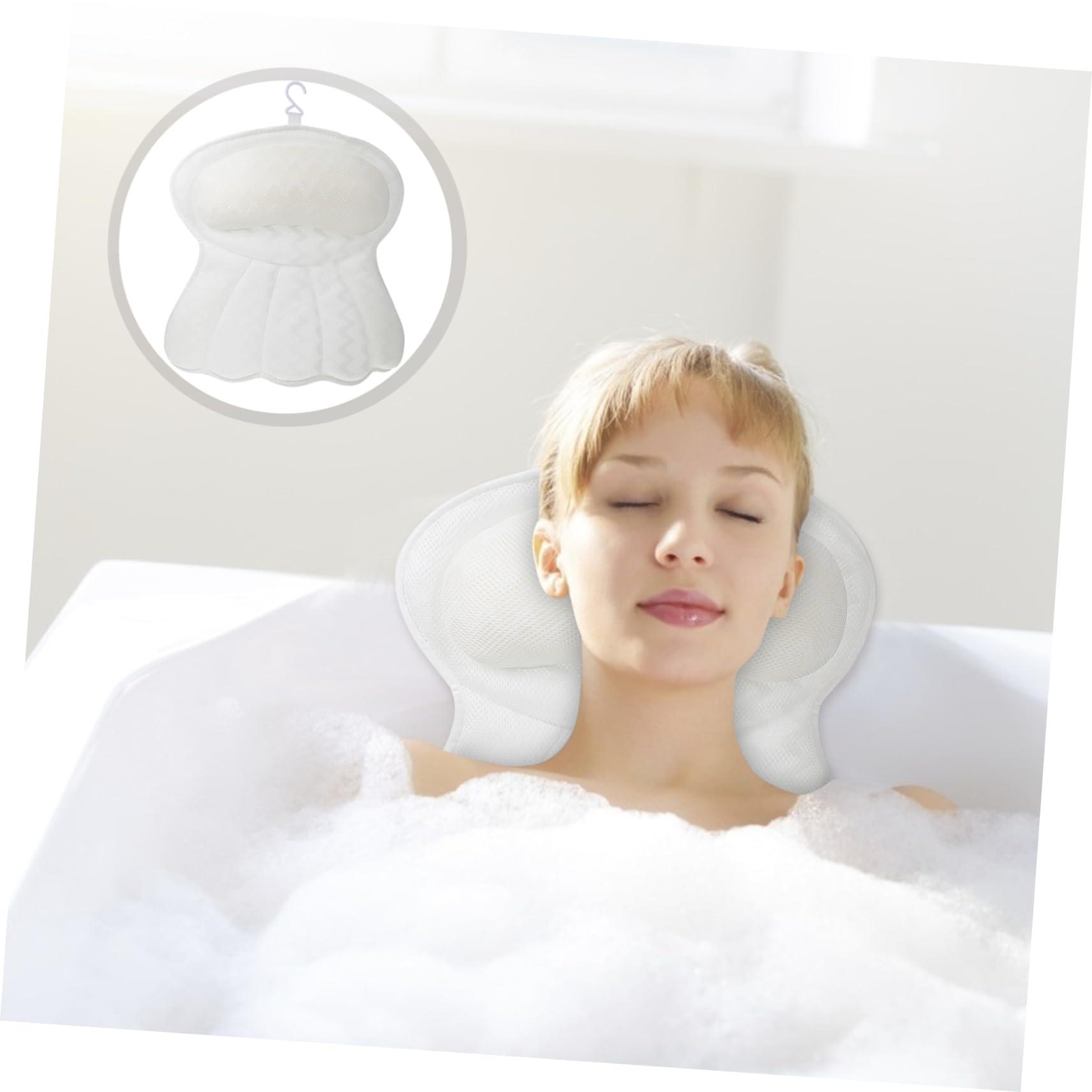Healeved Healeved 1pc 3D Bathtub Pillow Bath Spa Bath Headrest Pillow Shower Neck Pillows Bath Head Cushion Relaxing Spa Suction Bathtub Pillow Fishtail 100% Polyester Fiber Bath Products White, 40X36CM