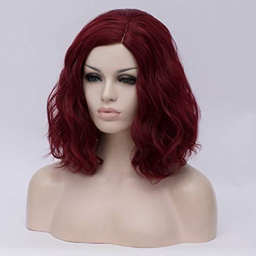 Cying Lin Cying Lin Short Bob Wavy Curly Wig Wine Red Wig For Women Cosplay Halloween Wigs Heat Resistant Bob Party Wig Include Wig Cap (Wine Red)