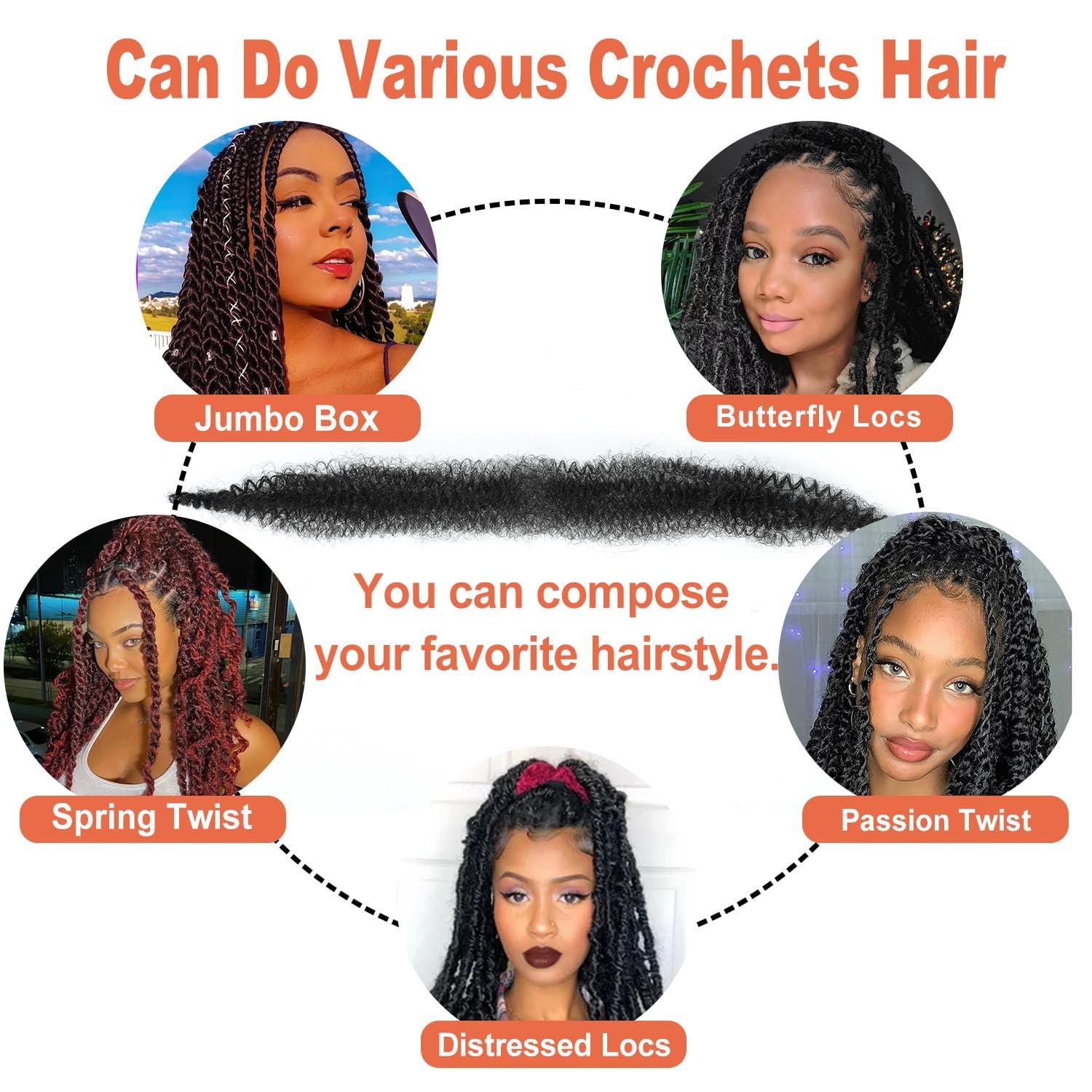 ELAOGI Springy Afro Twist Hair 30 Inch Afro Twist Hair 6Packs Pre Fluffed Marley Twist Braiding Hair Spring Twist Hair for Women (T/BUG#, 30 Inch)