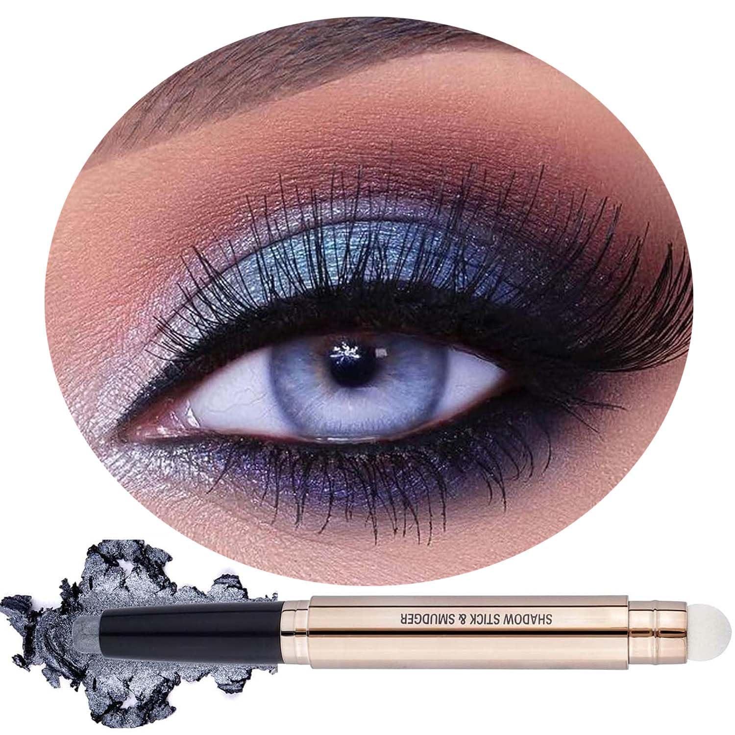 MAY FOLTREN Silver Smokey Grey Gray Eyeshadow Stick, Cream Smooth Single Shimmer Eyeshadow Pencil, Hypoallergenic Waterproof Long Lasting Multi-Dimensional Eye Shadow Highlighter Stick(Moon Silver Shimmer #10)