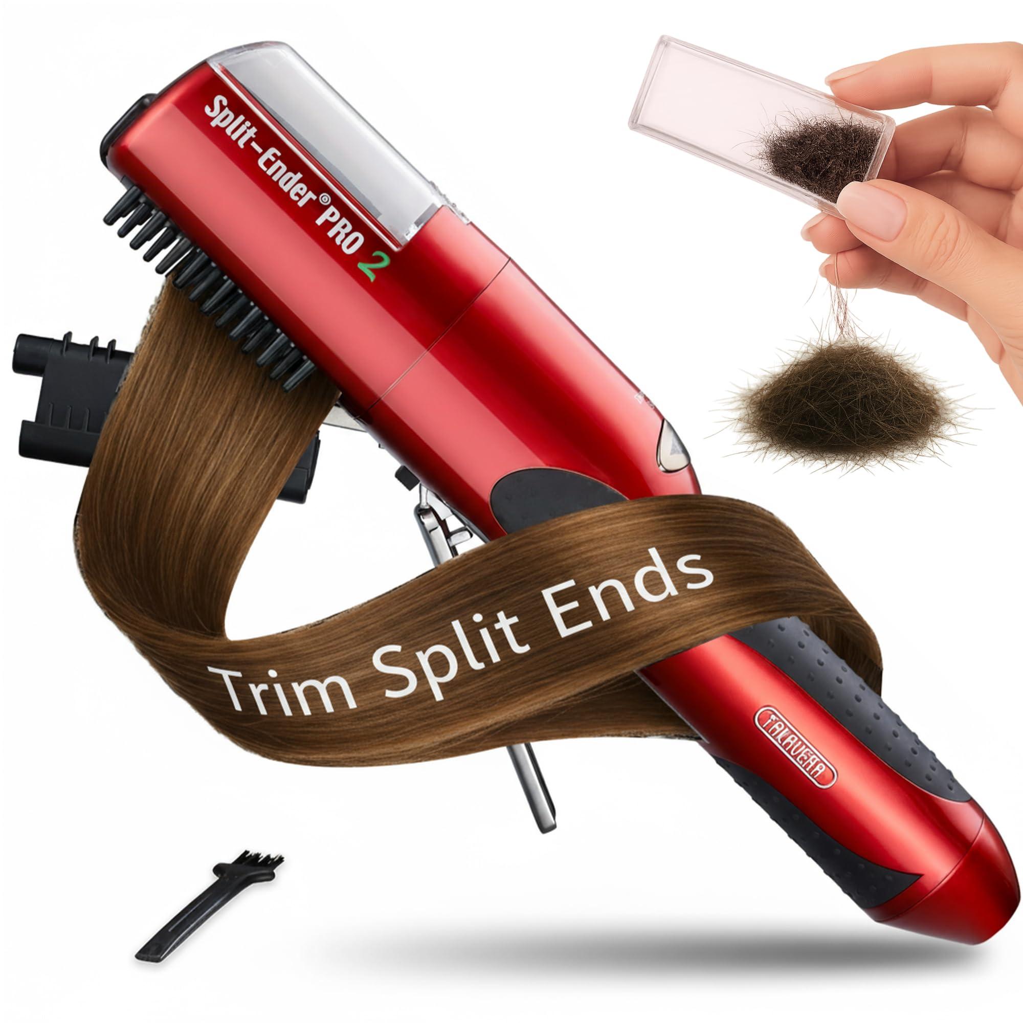 Split-Ender Split Ender Pro 2 - The Original Cordless Split End Hair Trimmer Automatic Rechargeable Home Tool Hair Clipper 2-in-1 for Dry Damaged Splitting Broken Brittle Straight Curly Frizzy Beauty - Red