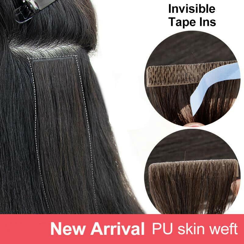 Hair De Ville 20 Pcs X 18" Invisible Seamless Tape In PU Skin Weft Machine Injected Remy Human Hair Extensions (#4 Brown)