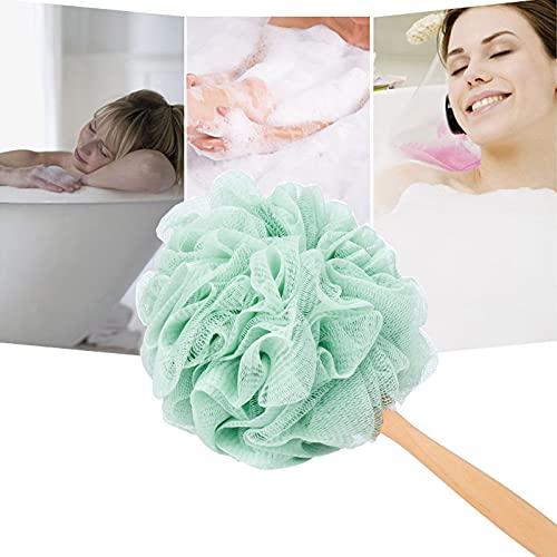 Arswin Arswin Loofah Sponge Back Scrubber, Wooden Long Handle Bath Sponge Lufa Shower Brush, Soft Nylon Mesh Back Cleaner Washer, Men & Women Exfoliating Luffa Pouf on a Stick for Body (Green)