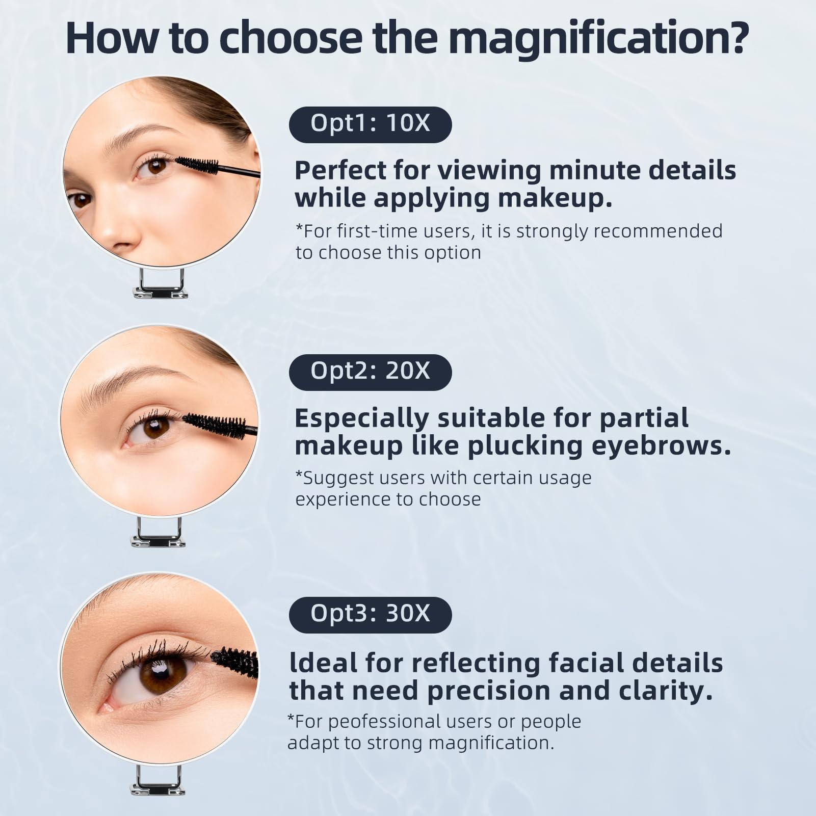 Suupvaor 6inch 30X Magnifying Mirror with Stand & Suction Cups, Large Travel Magnified Mirror 30 x High Magnification Makeup Mirror for Handheld Table Wall-Mounted Use, 30x Travel Magnifying Mirror & Tweezers