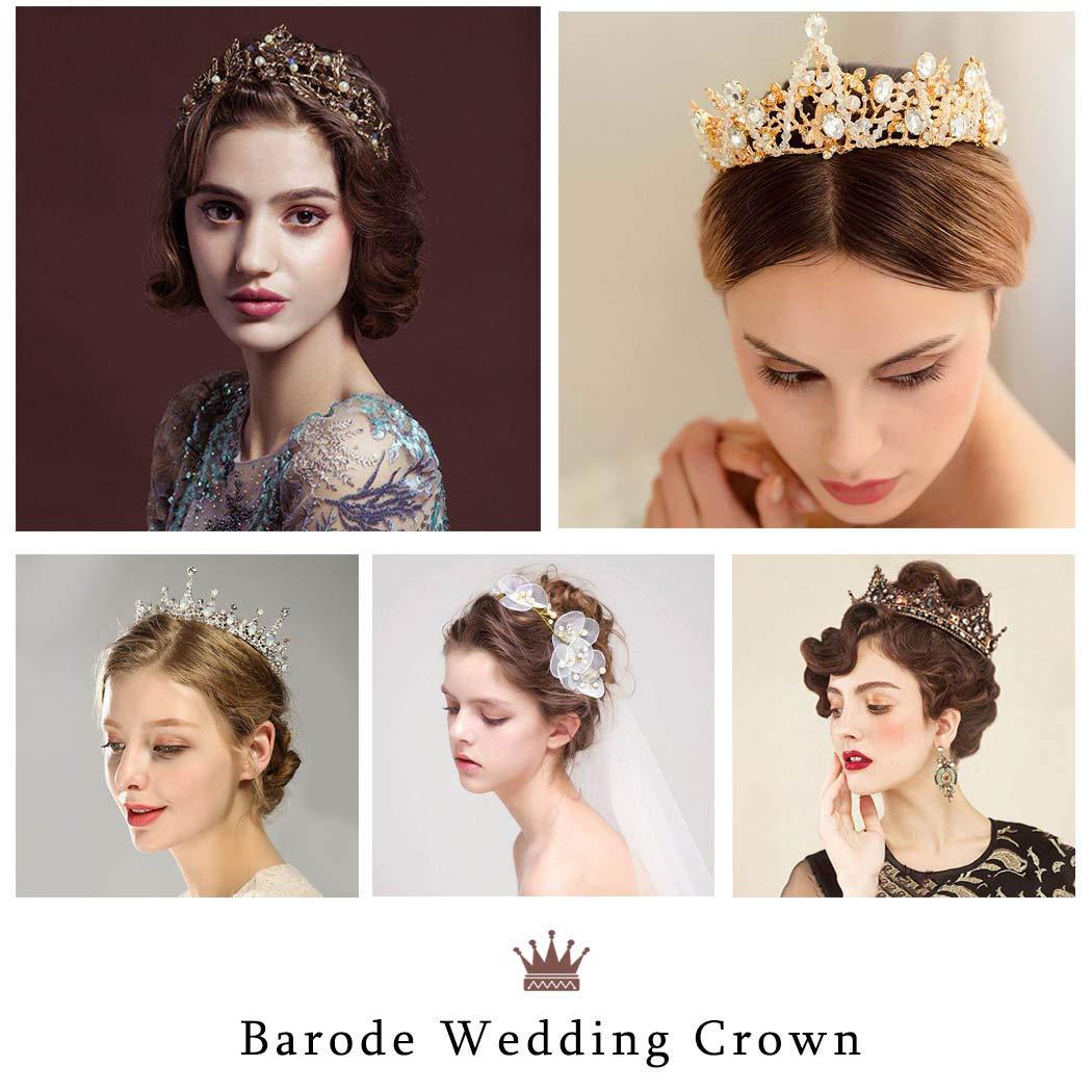 Barode Barode Baroque Rhinestones Black Bride Wedding Crowns and Tiaras Shining Dainty Charm Prom Queen Crowns Bridal Hair Accessories for Women