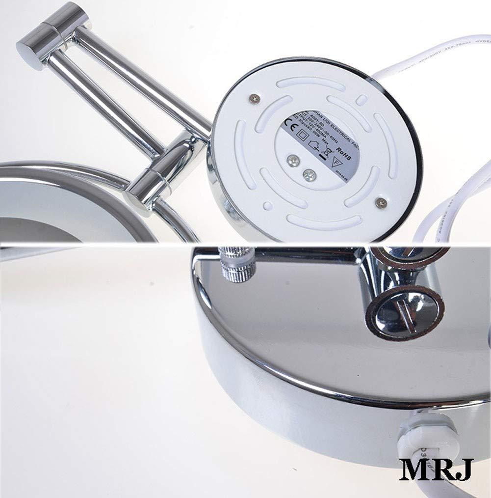 SLMASEHZX Bathroom Shaving Mirror Wall Mounted 8.5 Inch Makeup Mirror with LED Lights True Image and x5 Magnified Vanity Mirror 360 Free Rotation Extendable Arm Chrome Dimming Touch BS Plug ( Color : Di ( Colo