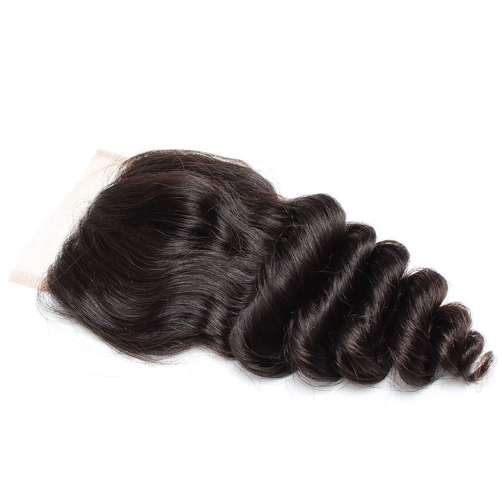 sent hair Sent Hair 4x4 Silk Base Lace Closure Human Hair with Baby Hair Loose Wave Brazilian Virgin Hair Closure Free Part Natural Color Bleached Knots 12 inch