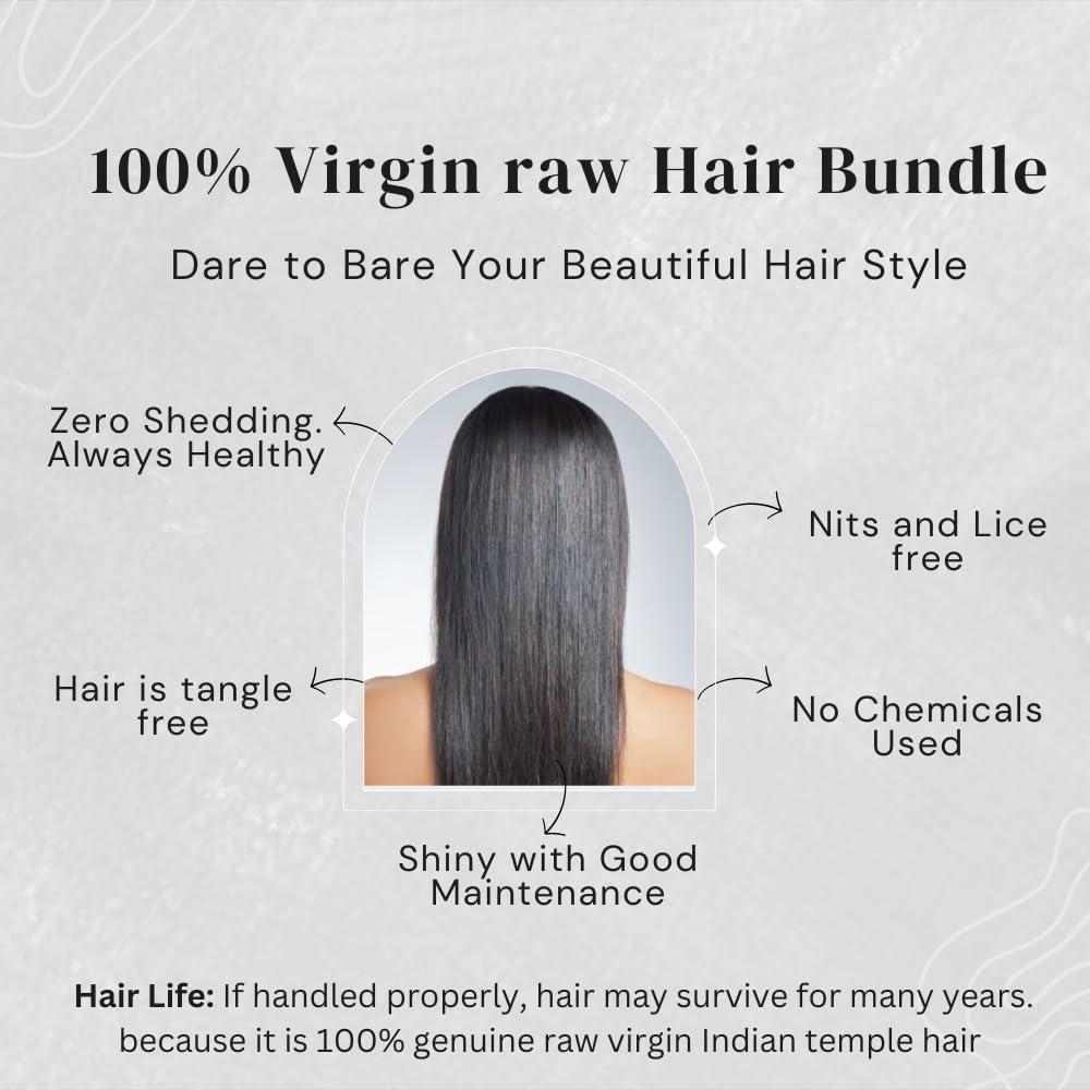 SRI KARKY EXIM GAYURA HAIR 100% Natural Indian VirginTtemple Raw Hair Extensions Unprocessed and Not Treated of Chemicals Single Donor Weft Bundles Personal use Fashion Partys. (14\"\"16\"\"18\"\" Wavy 3 Bundle), Black