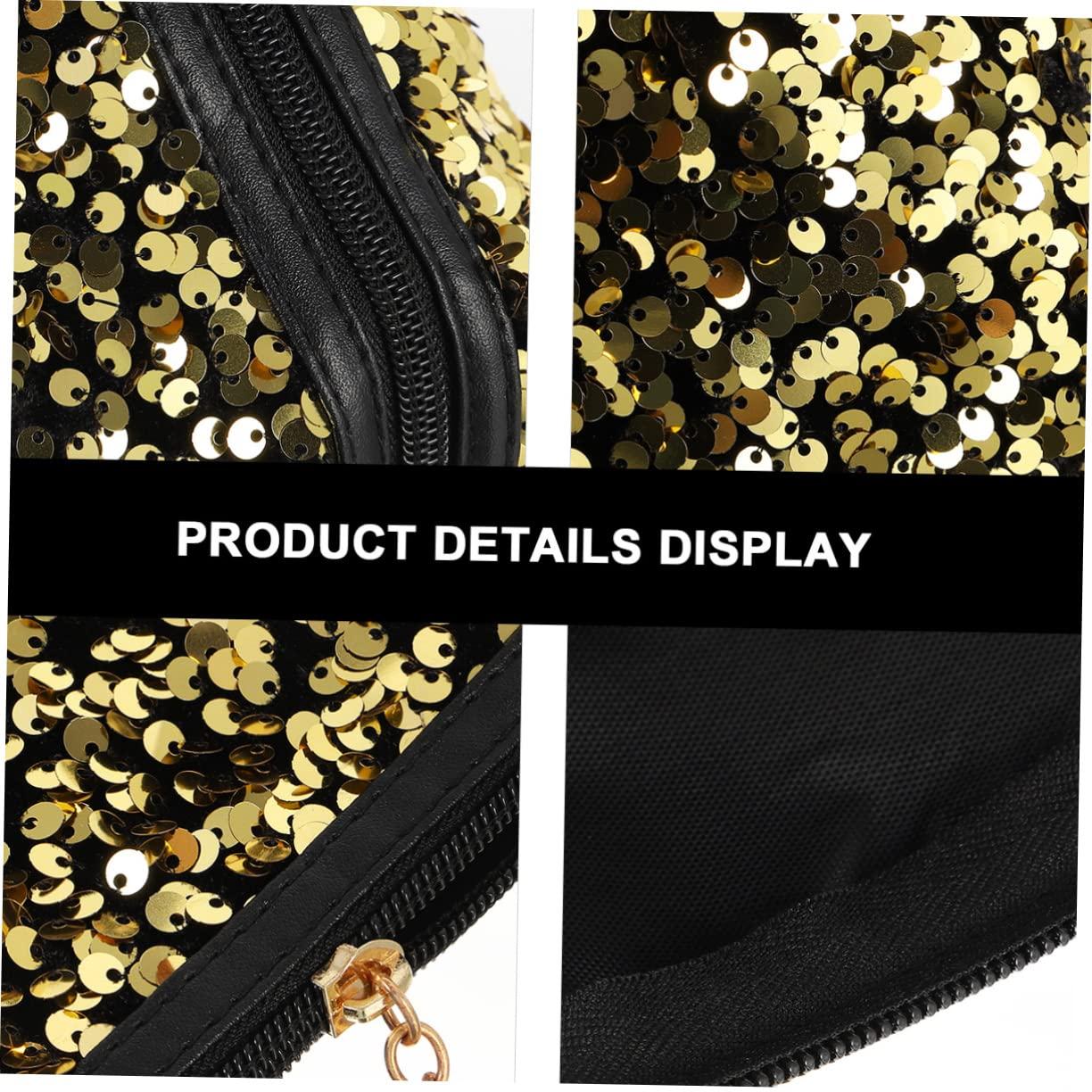 PLAFOPE PLAFOPE 1Pc Sequin Cosmetic Bag for Women Portable Travel Toiletry Makeup Organizer Capacity Square Storage Pouch Random Zipper Style