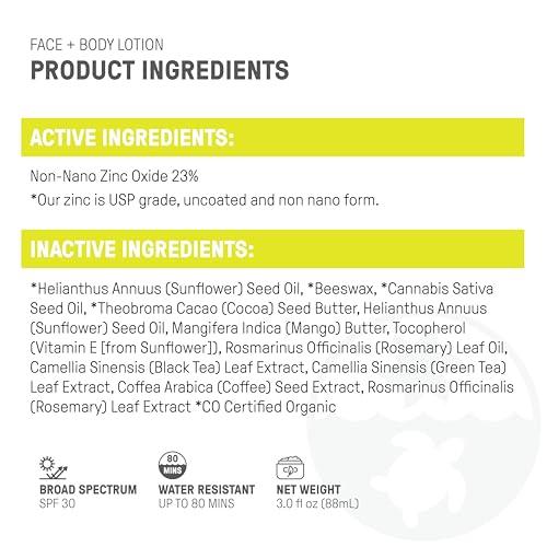 RAW ELEMENTS Raw Elements Face and Body Mineral Sunscreen SPF 30 Tube, Organic Sunblock Daily Protection, Non Toxic Reef Safe, Water Resistant, Cruelty Free, 3 oz (Pack of 1)