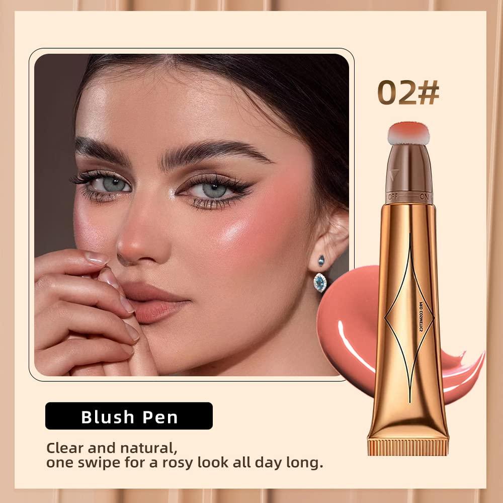 Pyrxgjn Contour Beauty Wand, Liquid Highlighter and Bronzer Stick, Natural Cream Bronzer Stick with Cushion Applicator, Lightweight Blendable Liquid Contour Matte Finish(1# / 2#)