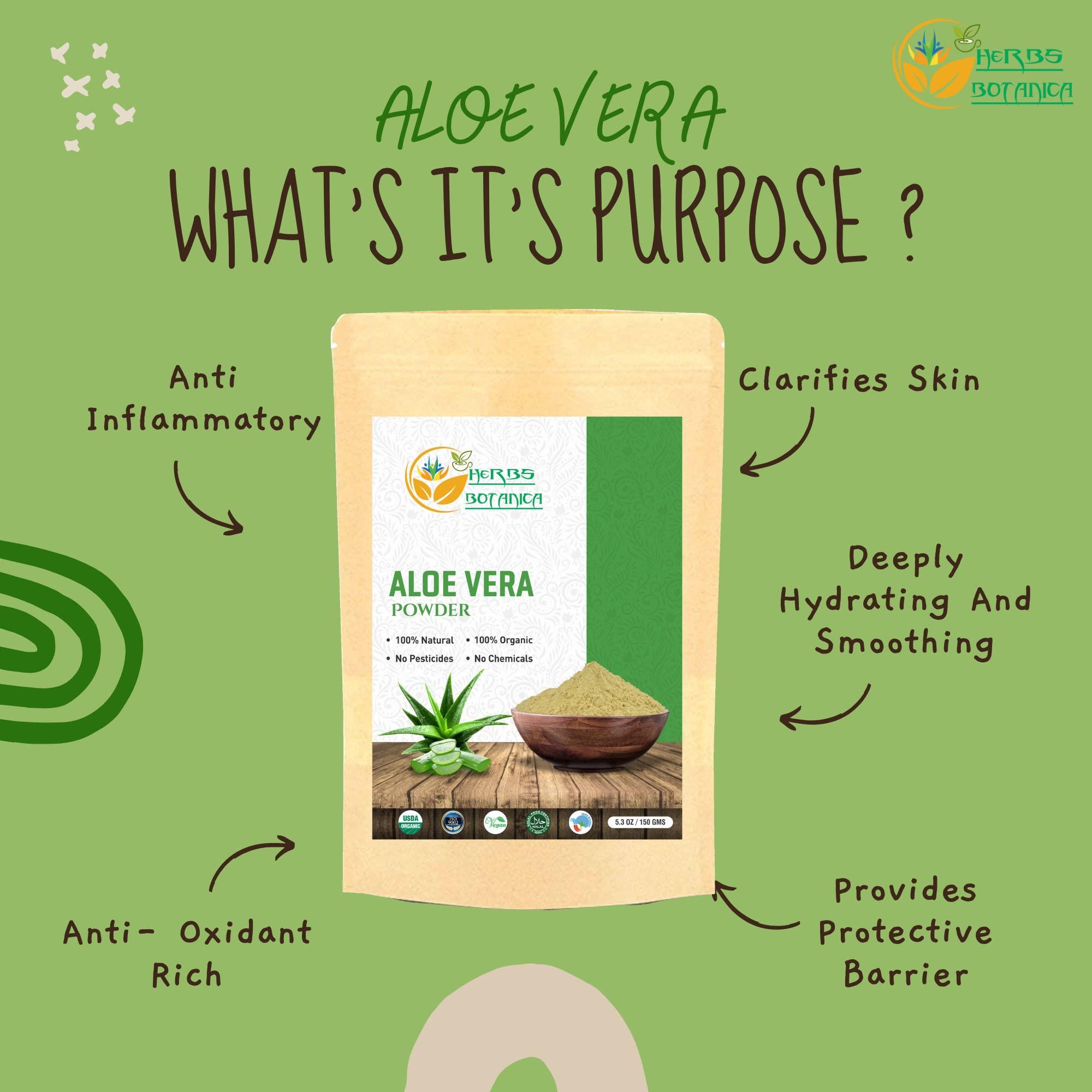 Herbs Botanica Herbs Botanica Aloe Vera Powder Organic for Hair Growth, Skincare, Haircare Organic, Moisturizing, and Soothing Aloe Barbadensis Vegan NO GMO 5.3oz /150g