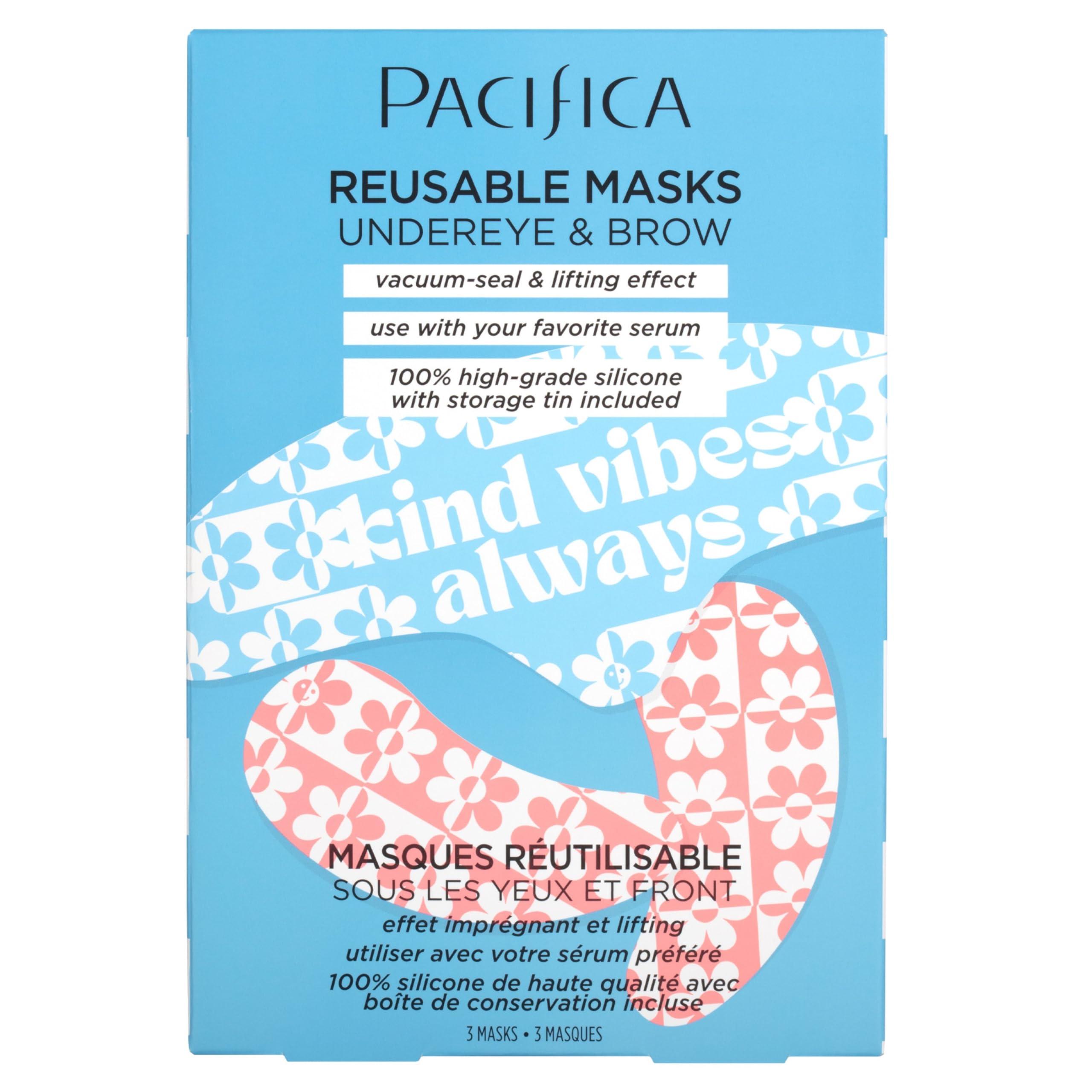 Pacifica Pacifica Reusable Mask Set  Silicone Undereye & Brow Mask Set for Forehead & Under Eye, Anti-Wrinkle, Firming, Pair with Serum, Vegan & Cruelty-Free, 3 Pieces