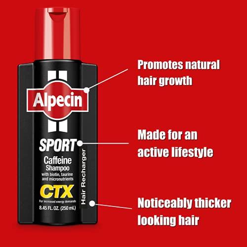 Alpecin Alpecin CTX Sport Men's Caffeine Shampoo 8.45 fl oz (Pack of 3), with Biotin, Niacin, Castor Oil, Taurine, Healthy Micronutrients, Natural Hair Growth, Hair Thickening, Thinning Hair, Active Lifestyle