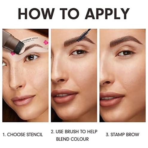 OETUIOW Eyebrow Stamp and Eyebrow Stencil Kit, Eye Brow Stencil Kit for Beginners 24 Reusable and Washable Eyebrow Shaping Kit, Brow Stencil and Stamp Kit Smudge-Proof & Long-Lasting (Dark Black)