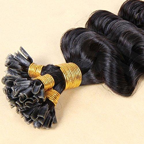 RemeeHi Remeehi 100s Pre-Bonded Nail U Tip Keratin Glue Natural Hair Extensions 1g/s Deep Wavy Human Hair Nail Tip Extension(22" 10#)