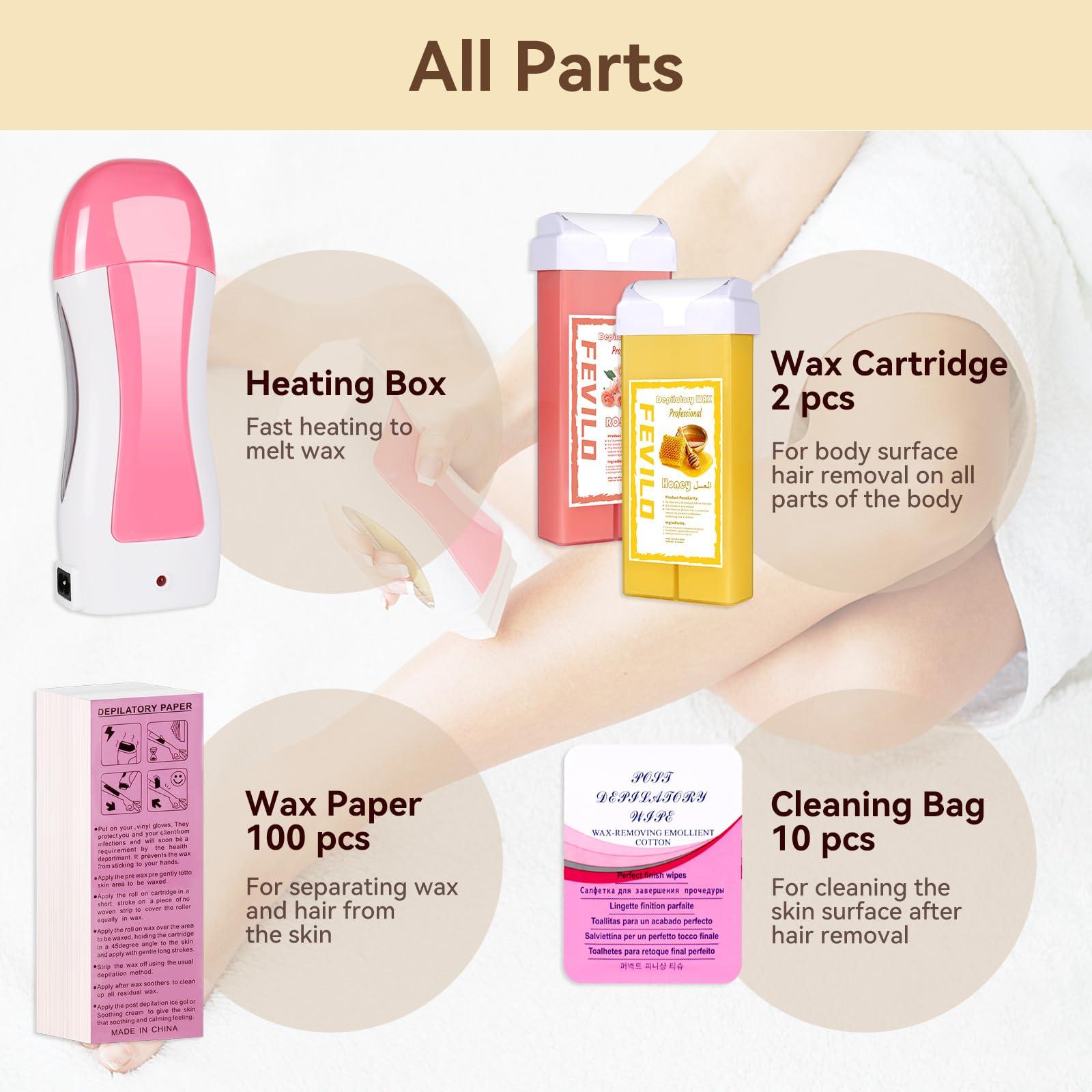 FOCTXI Roller Waxing Kit for Women, Roll on Wax Warmer Kit for Hair Removal, For Multiple Areas of the Body, Sensitive Skin Wax Roller Kit for Women Hair Removal