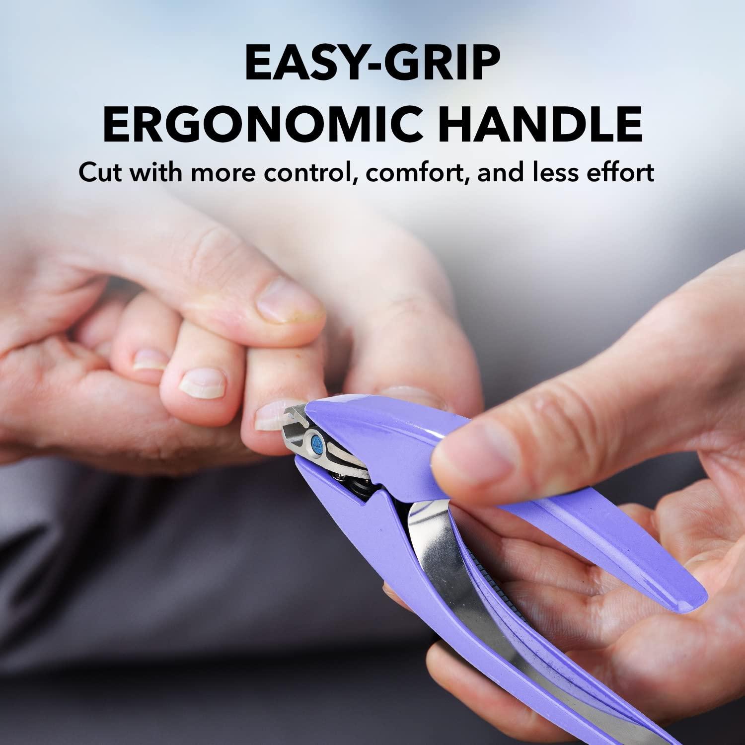Azurro CLIPPERPRO Omega Select Toenail Clipper - Toe Nail Clipper for Women, Men, and Seniors | Ergonomic, Easy to Grip Small Nail Clippers | Nail Cutters with Steel Blades and 180 Degree Swivel Head