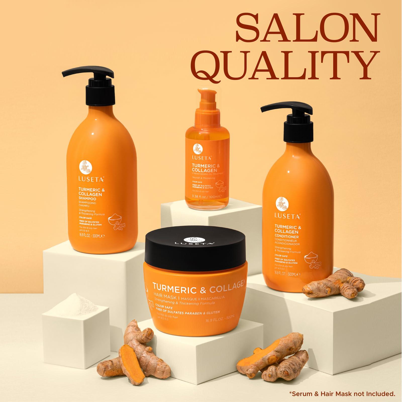 L LUSETA Luseta Shampoo and Conditioner Set with Turmeric & Collagen, Hair Volumizing Shampoo for Thin or Oil Hair, Sulfate and Parabens Free 2x33.8Oz