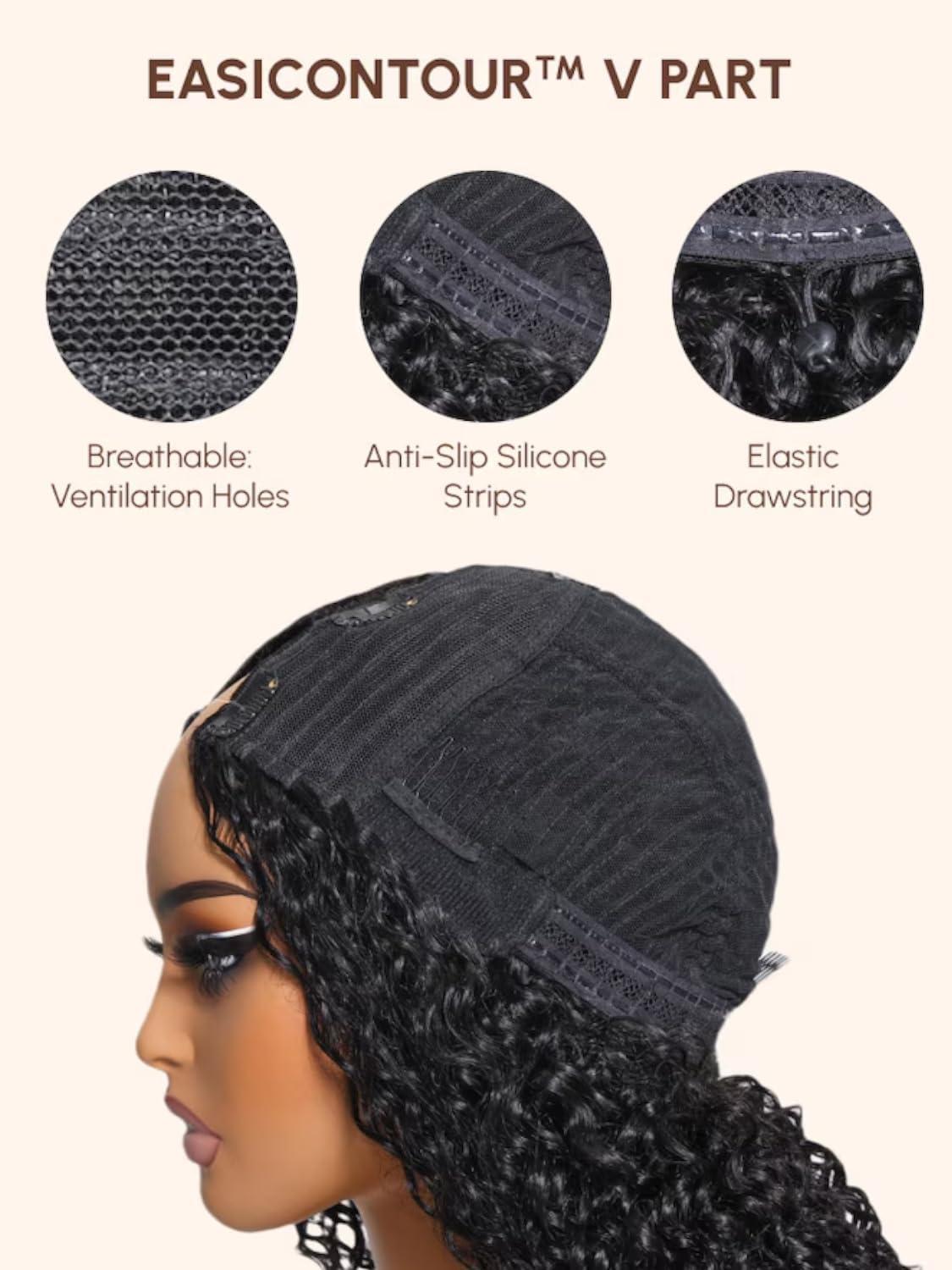 YIROO YIROO V Part Wig Human Hair No Leave Out Ombre Chestnut Brown Yaki Straight Glueless Human Hair Wig Upgrade U Part Wigs for Women V Shape Clip in Half Wig No Glue No Sew in Beginner Wig 18inch