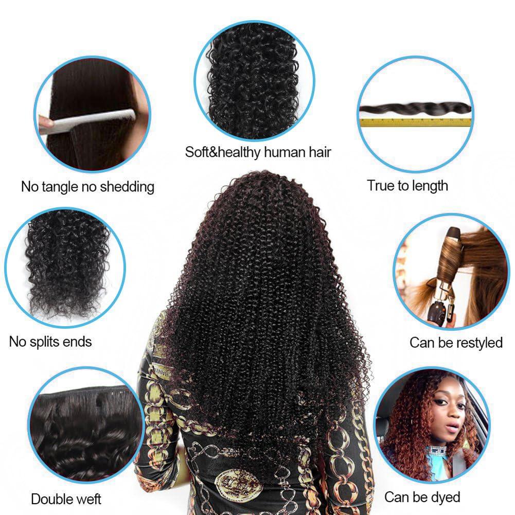 EMOL 4 Bundles 8 10 10 12 Inch Kinky Curly Human Hair Weave