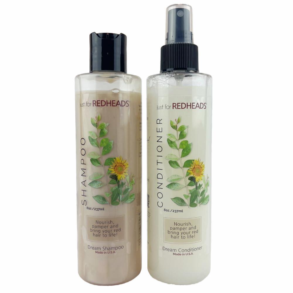 JUST FOR REDHEADS Just for Redheads Dream Shampoo and Leave In Conditioner Duo - Complete Hair Care Products for Red Hair - Volumizing Shampoo and Conditioner Treatment, Natural or Red Dye Hair