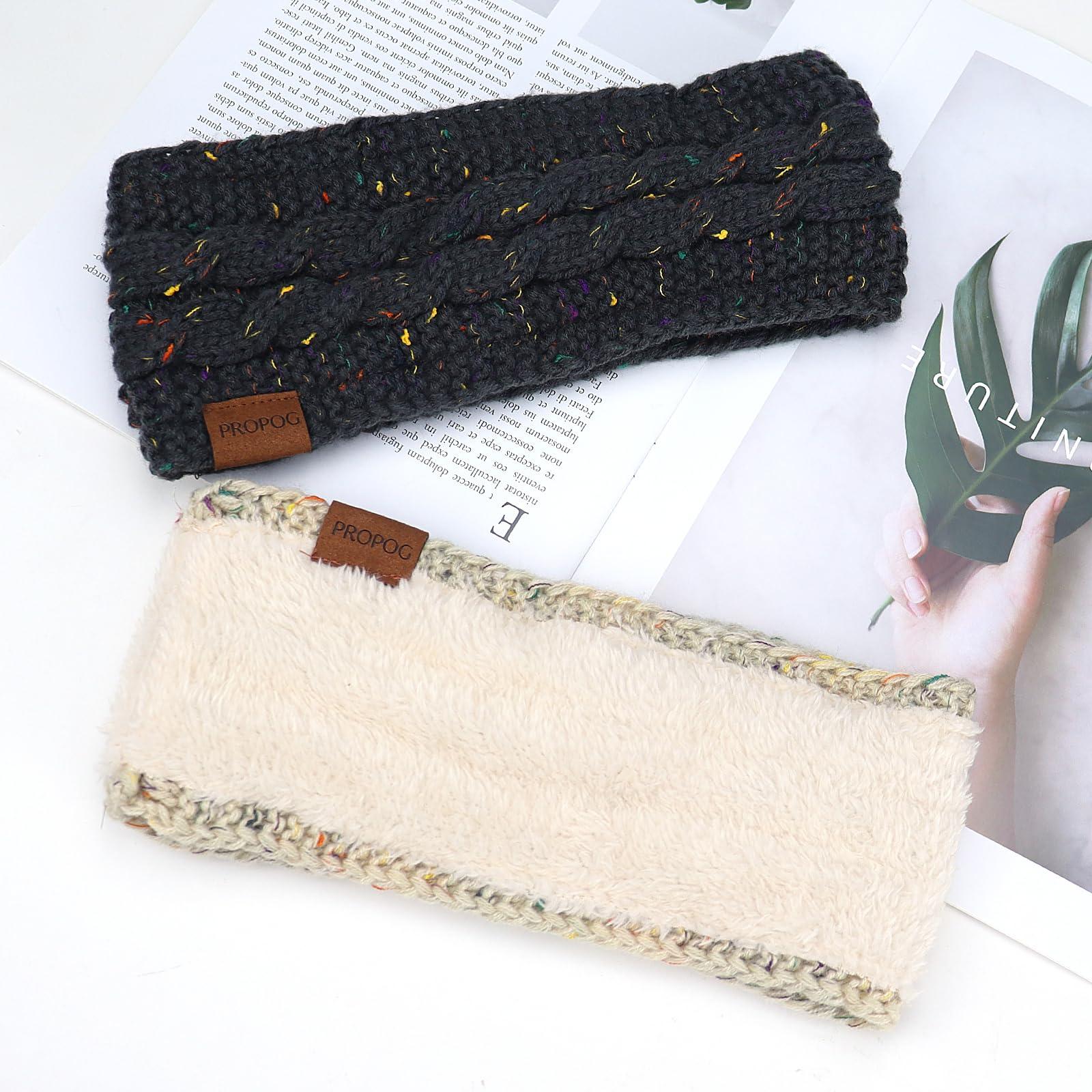PROPOG PROPOG Winter Headbands for Women Ear Warmer, Knit Womens Winter Headband Thick Ear Warmers for Women Soft Warm Head Wraps Ear Covers for Cold Weather