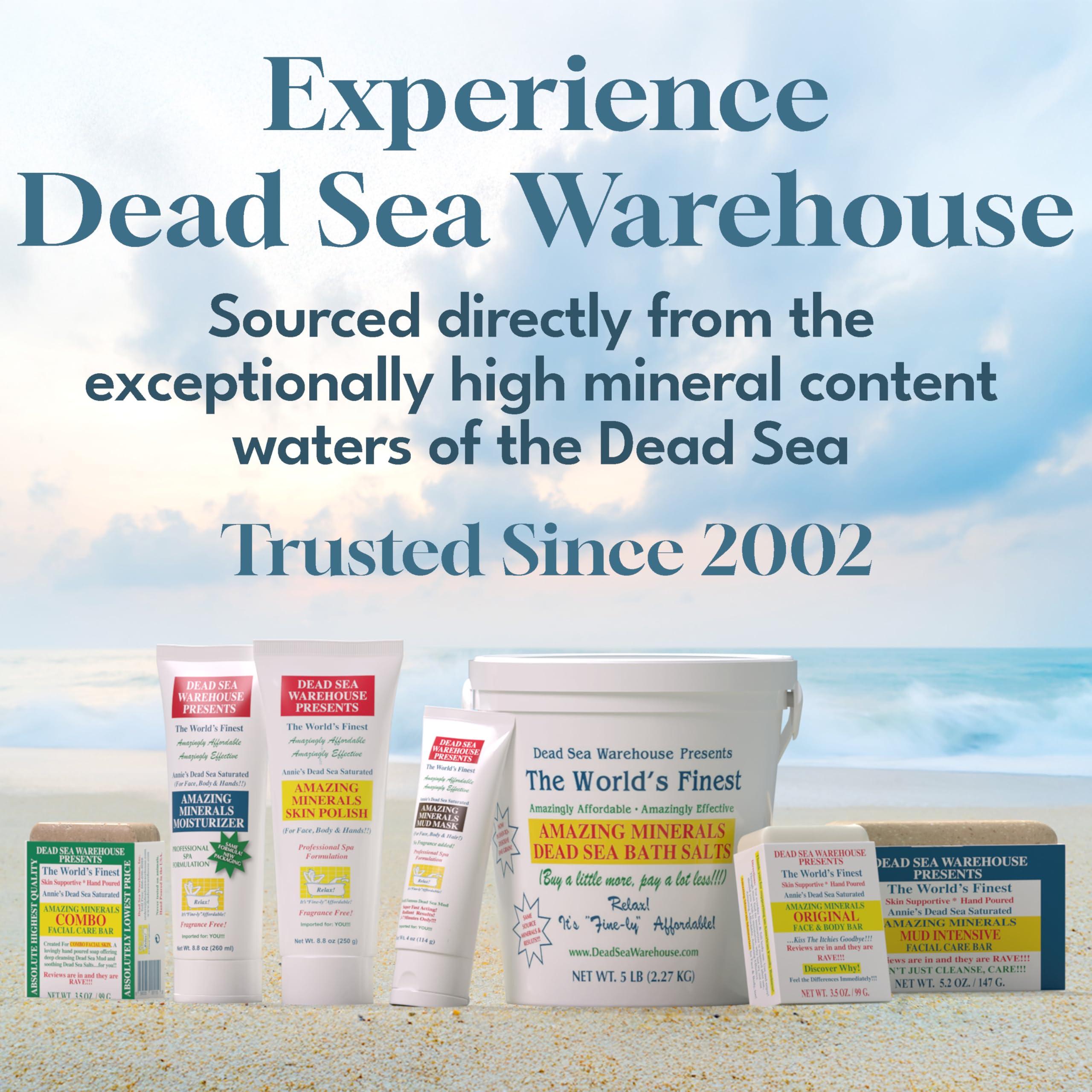 Dead Sea Warehouse Dead Sea Warehouse-Amazing Minerals Dead Sea Bath Salts,100% Full Mineral Therapeutic Bath Salts, Detoxifying & Moisturizing, Exfoliating for Dry Skin, Unscented(5 lbs)