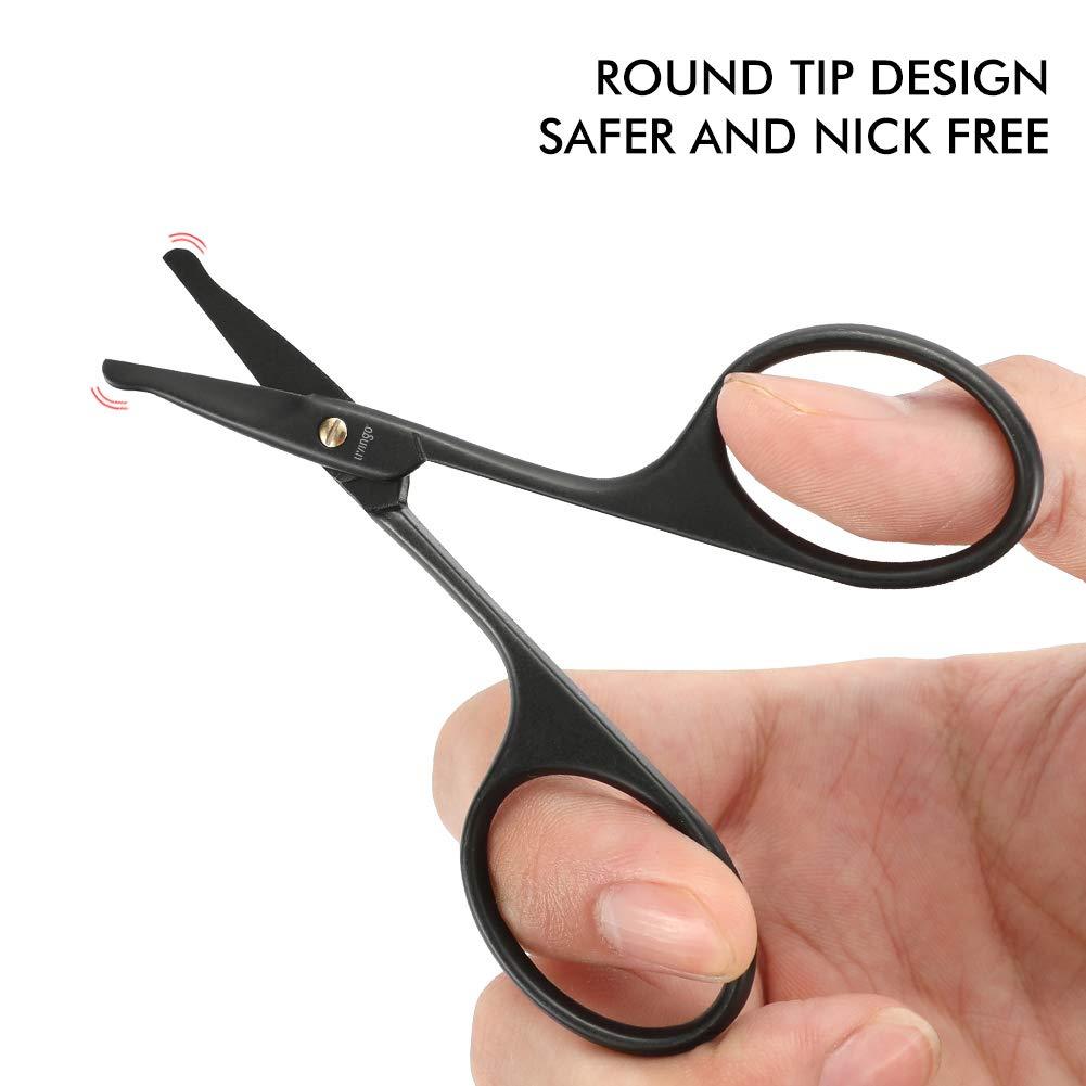 LIVINGO LIVINGO 4.5 inches Beard & Mustache Scissors for Men, Professional Rounded Tip Safety Sharp Stainless Steel Small Beauty Facial Nose Hair Trimming Shears Kit with Mini Comb and Leather Case