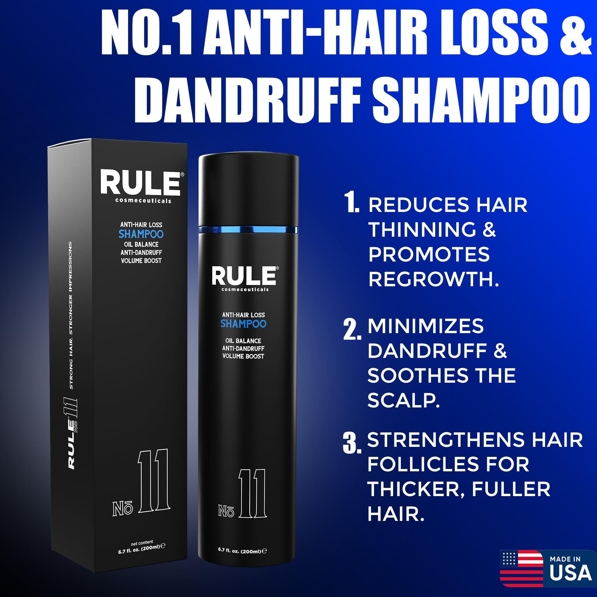 RULE COSMECEUTICALS RULE Anti Hair Loss Shampoo & Anti Dandruff Shampoo for Men and Women - Herbal DHT Blocking Shampoo & Dry Scalp Treatment for Thinning Hair, Hair Regrowth, Itchy Scalp and Hair Thickening, 6.7 fl oz