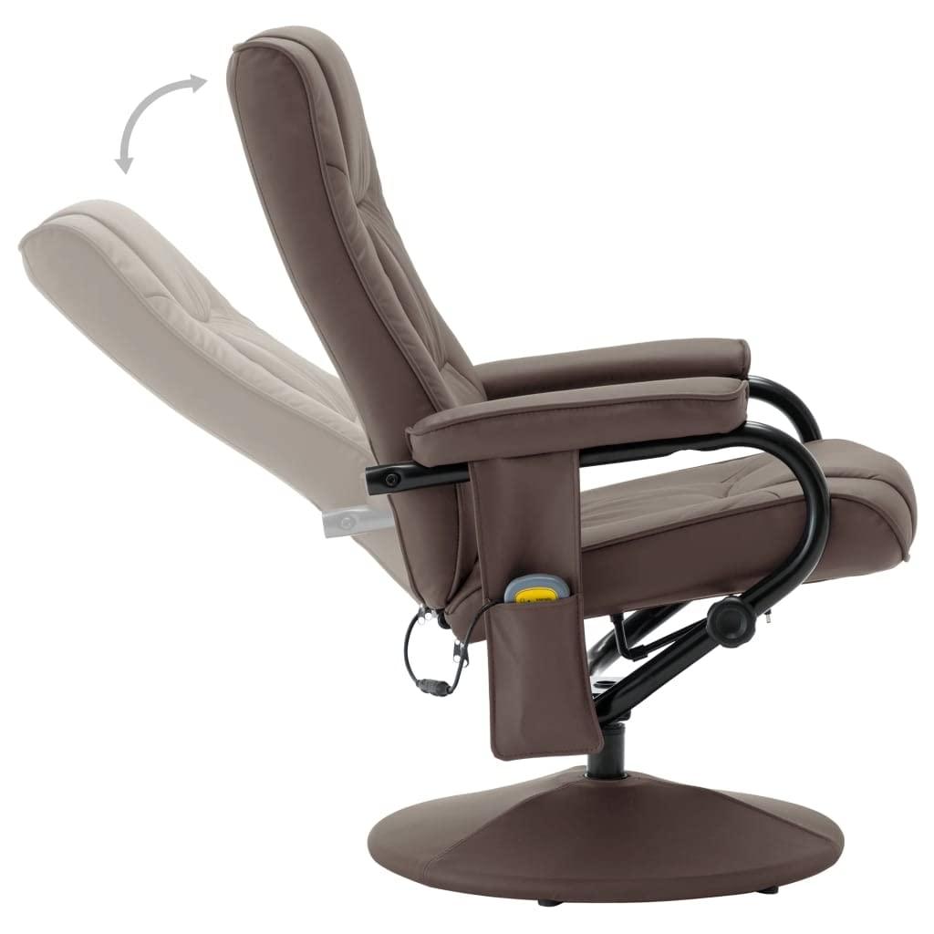 CHARMMA CHARMMA Massage Chair with Foot Stool Brown Faux Leather-20.8KG