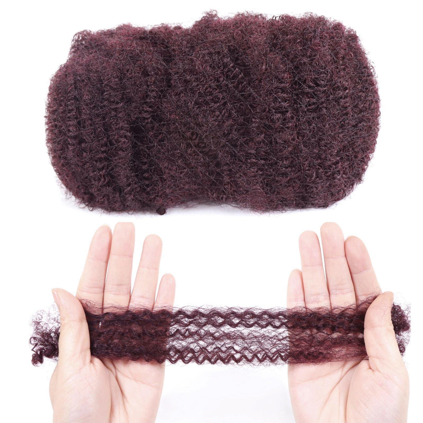 HAPPY&CC HAPPY&CC Afro Kinky Bulk Human Hair for Dreadlock Extensions, Repair Locs Twists and Braids 99J Burgundy Color 12 Inch 50Gram
