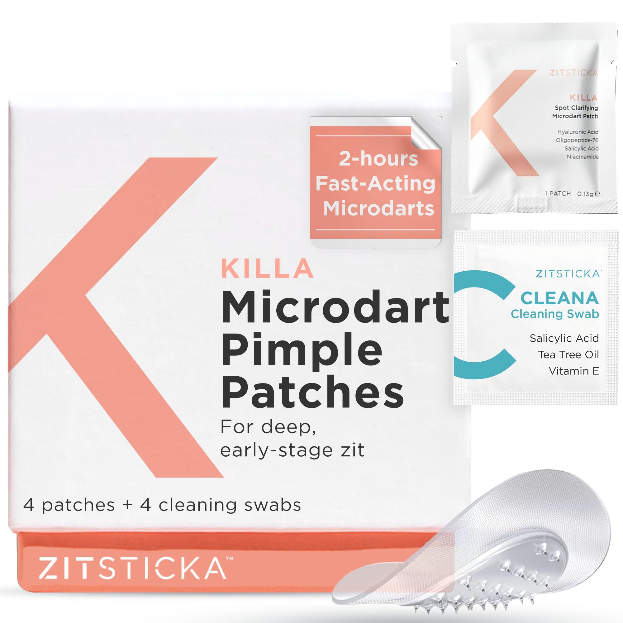 ZitSticka ZitSticka Killa Acne Patches for Face - World\'s Most Potent Pimple Patch with Fast-Acting Microdarts - Starts Working within 2 Hours for Deep, Early-Stage Zits & Blemish - 4 Count