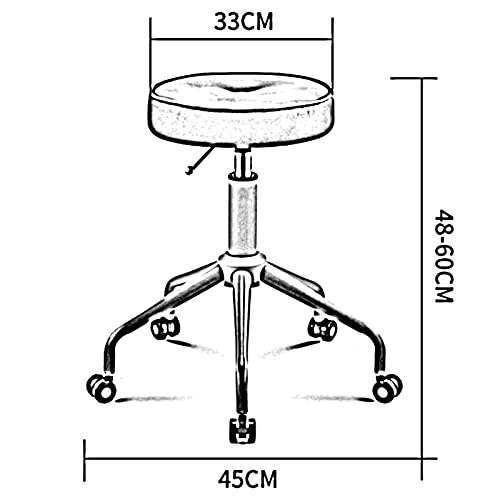 ZJXDPBF Swivel Rolling Bar Stool on Wheels, Office Study Beauty Salon Stool with Round Seat & Nylon Feet, Height Adjustable 48-60 cmr:Green