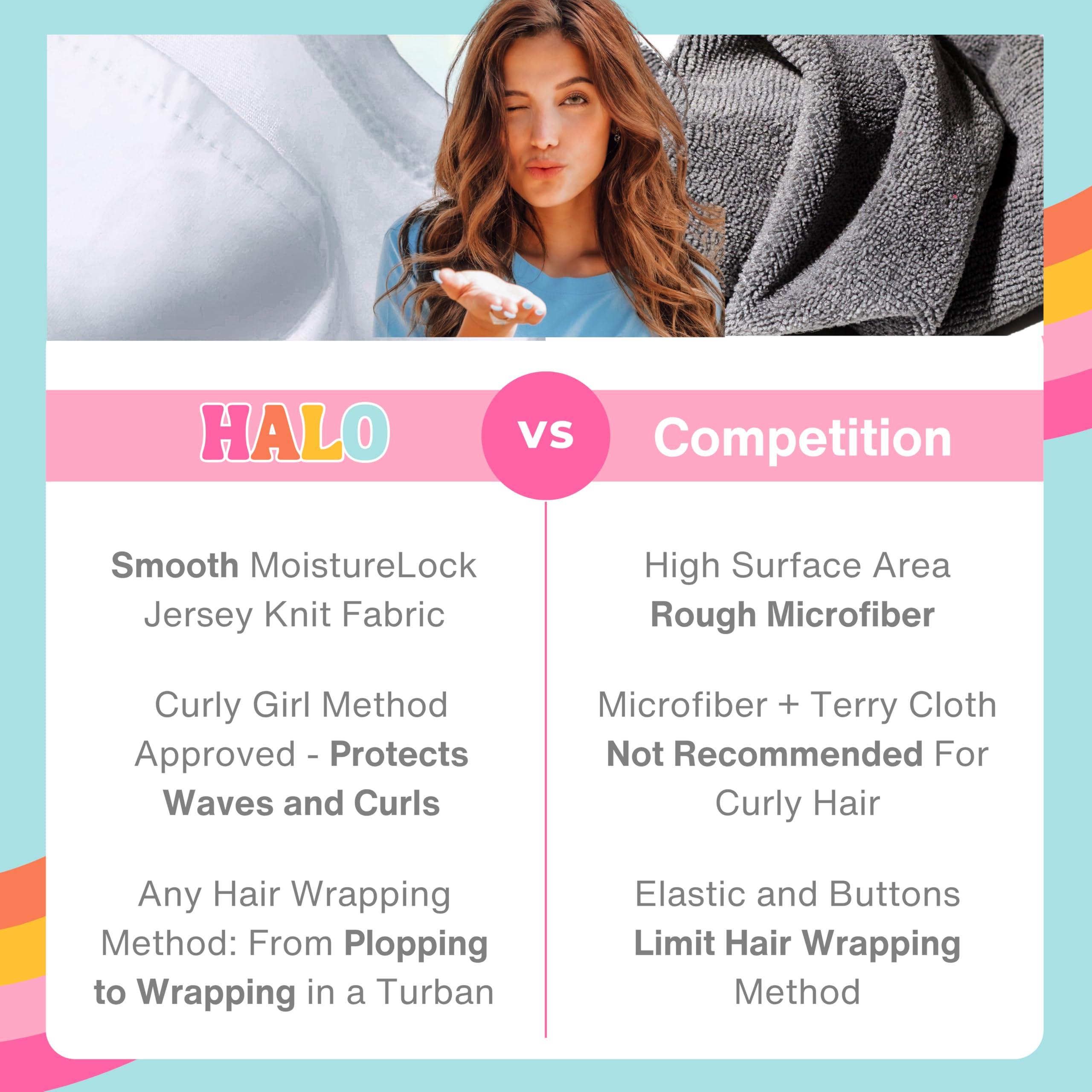 OOF! OOF! Halo T-Shirt Hair Towel | 100% Cotton Jersey Knit w/MoistureLock | No Microfiber | Reduce Cuticle Friction, Frizz & Breakage | Plopping Towel | All Hair Types (Cotton Candy Pink)