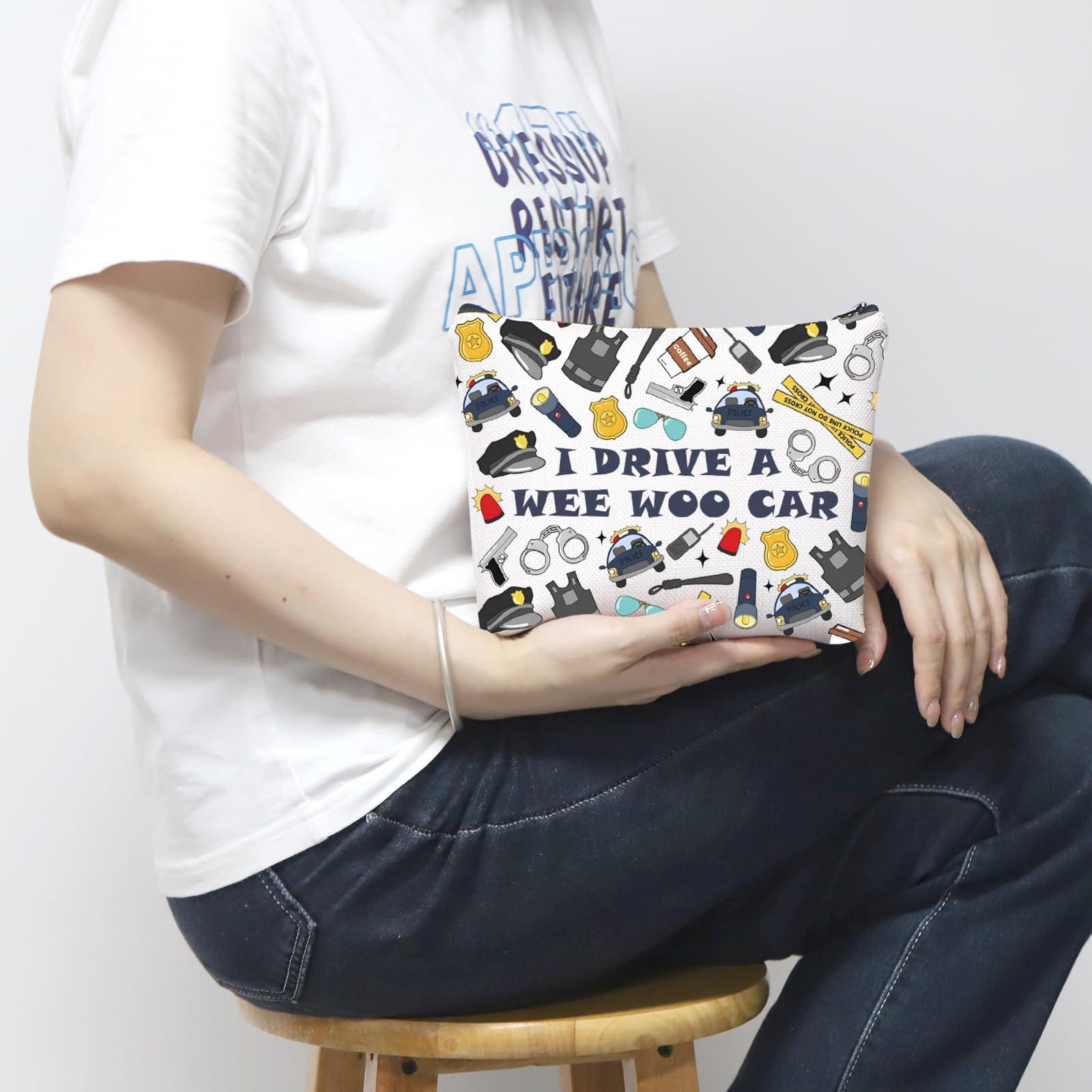 MNIGIU MNIGIU Funny Police Gift Cop Cosmetic Bag Police Officer Gift Police Grad Gift For Female (CAR Bag)