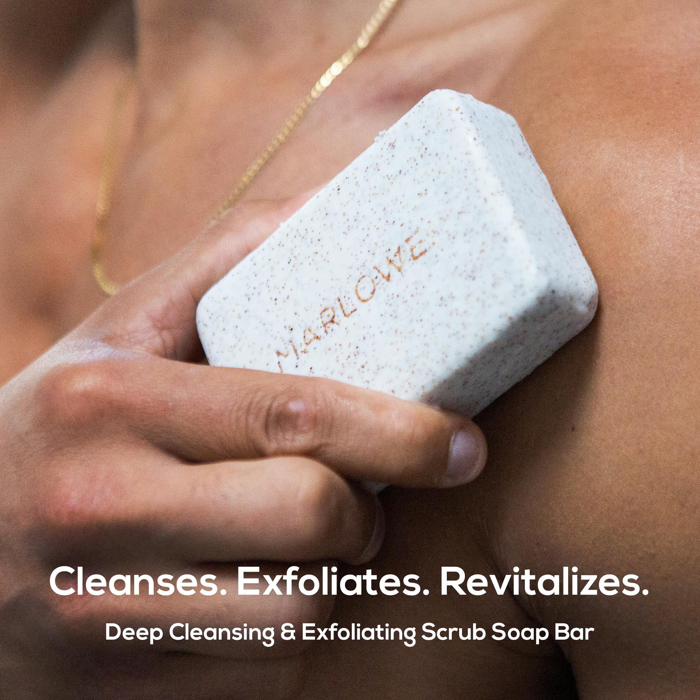 MARLOWE. M BLEND MARLOWE. No. 102 Men\'s Body Scrub Soap 7 oz, Fresh Original Woodsy Scent, Best Exfoliating Bar for Men, Made with Natural Ingredients, Apricot Seed Powder, Shea Butter, Olive Oil, Green Tea Extracts